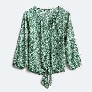 West Kei Casiya tie front blouse green and white